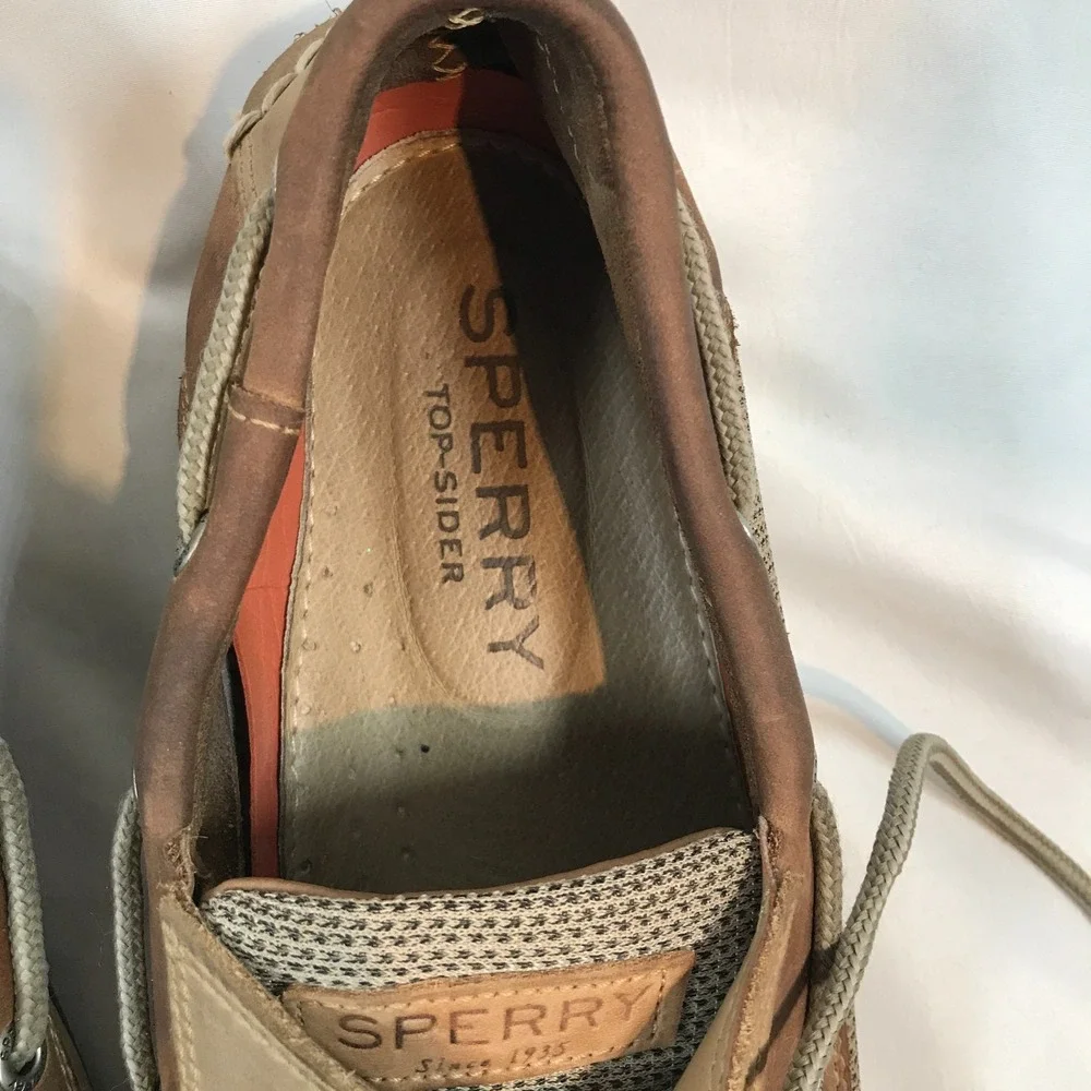 Sperry‎ Top-Sider Billfish Boat 3-Eye Tan/Beige Leather Lace Up Shoes Mens 9.5 M